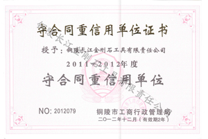 长江 2012重合同守信用证书